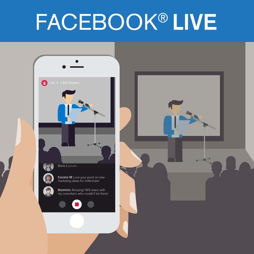 A phone screen showing a Facebook Live video.