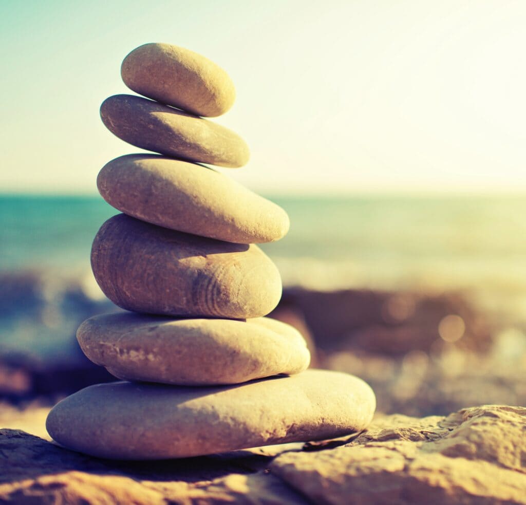 stacked stones on the beach