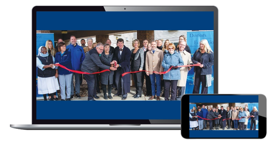 Open house video coverage shown on laptop and phone