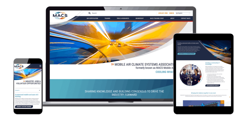 client website displayed on desktop, tablet, and mobile