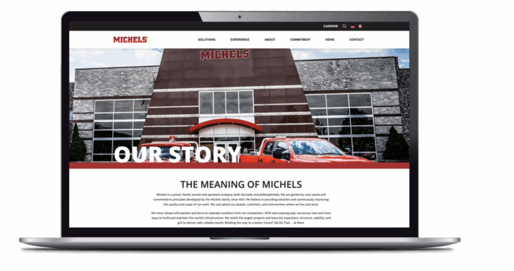 Michels website page displayed on laptop