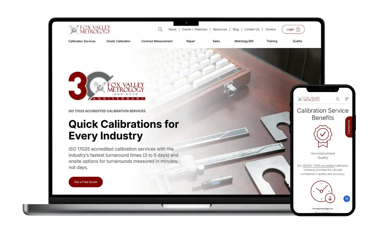 Fox Valley Metrology Website 2026 Communicator Award of Distinction